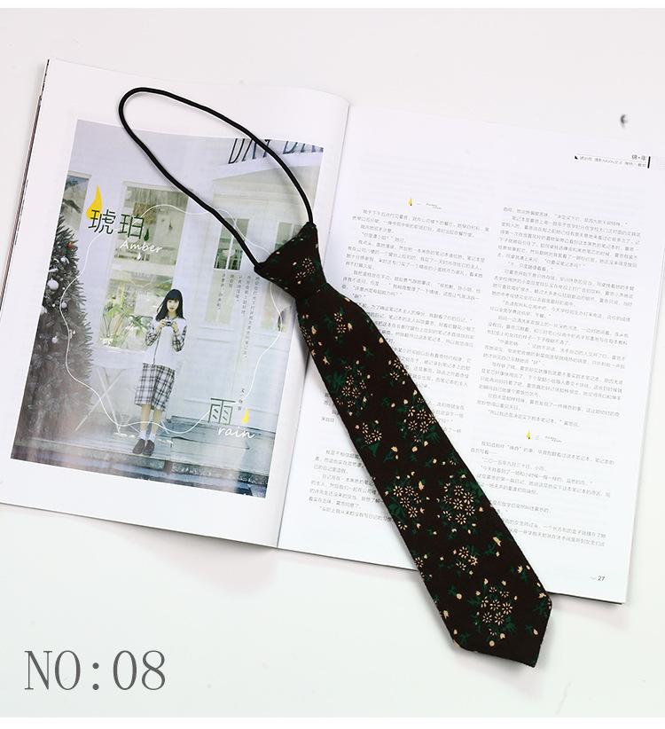 6CM Floral Lazy-tie Rubber Band Neckties For Women College Girls Shirt Uniform Neckwear Korean Style Narrow Knot Free Small Ties