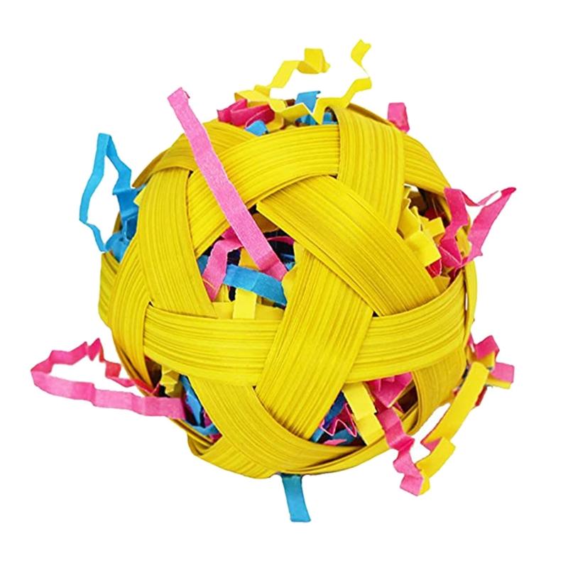 3Pcs Bird Foraging Toys Parrot Cage Shredder Toy 2.4-in Foot Ball Chewing Toys for Small Animals Gerbils Hamsters