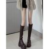 Elastic Skinny Boots Knee Long Boots Women's Autumn and Winter Small Straight Tall Knight Boots Children's Thick Heels