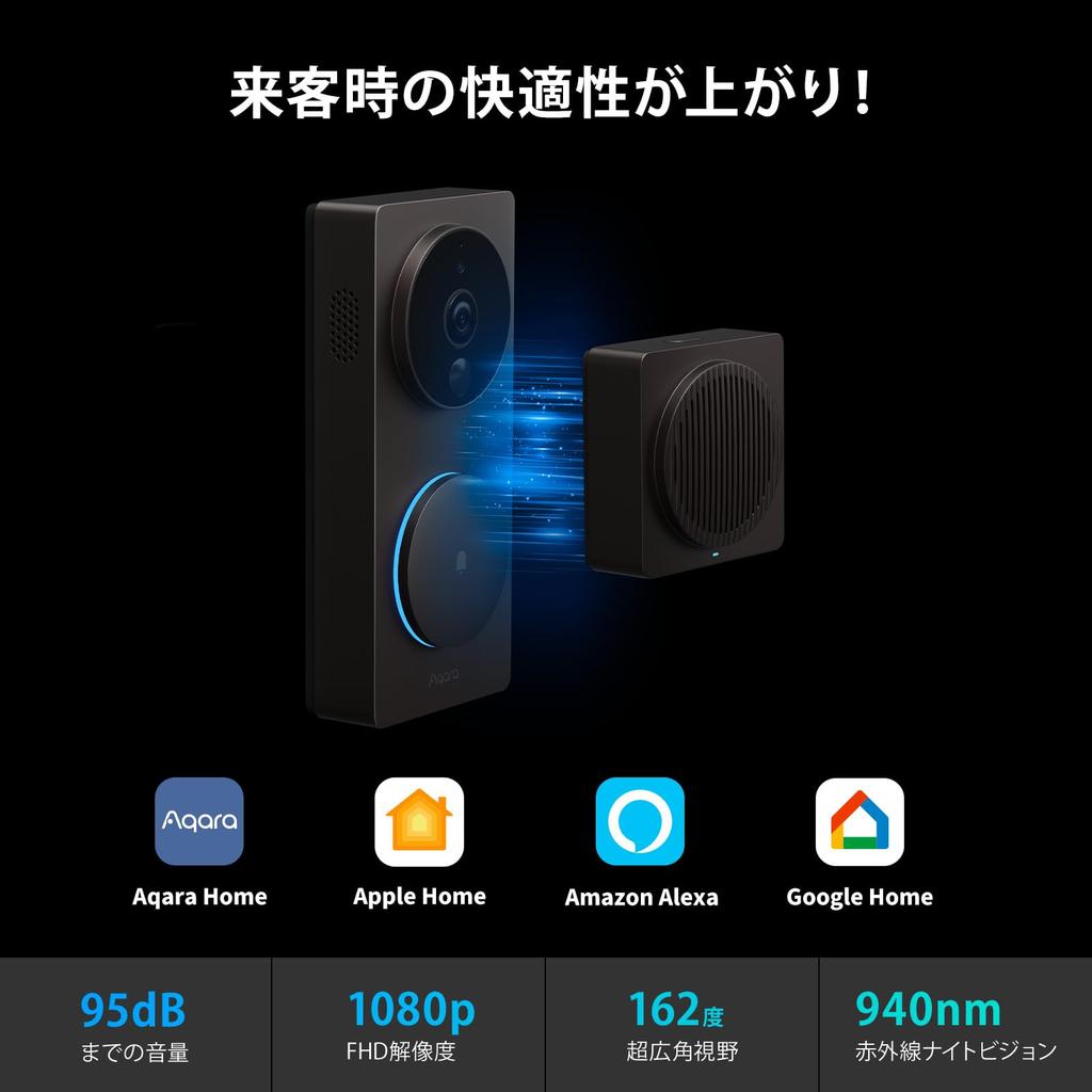 Aqara Wireless No Installation Alexa Smartphone Aqara Video IPX3 Google Motion Wired Dual Family Security Intercom, Required, G4, Compatible, Camera,