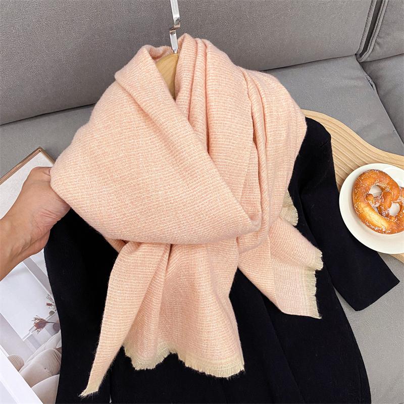 Women Winter Warm Luxury Imitation Cashmere Scarves Solid color Fashion Shawl Wrap Ladies Blanket Foulard Pashmina Bandana Scra
