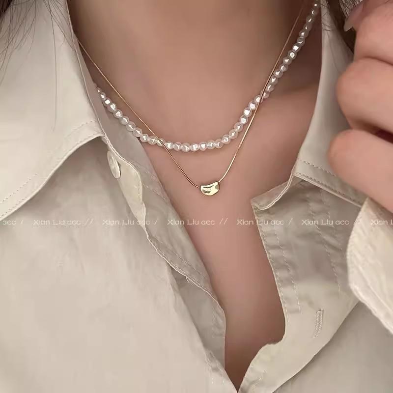 Light Luxury Niche High-end Pearl Necklace Women's Fashion Versatile Temperament Titanium Steel Clavicle Chain Internet Celebrity Necklace