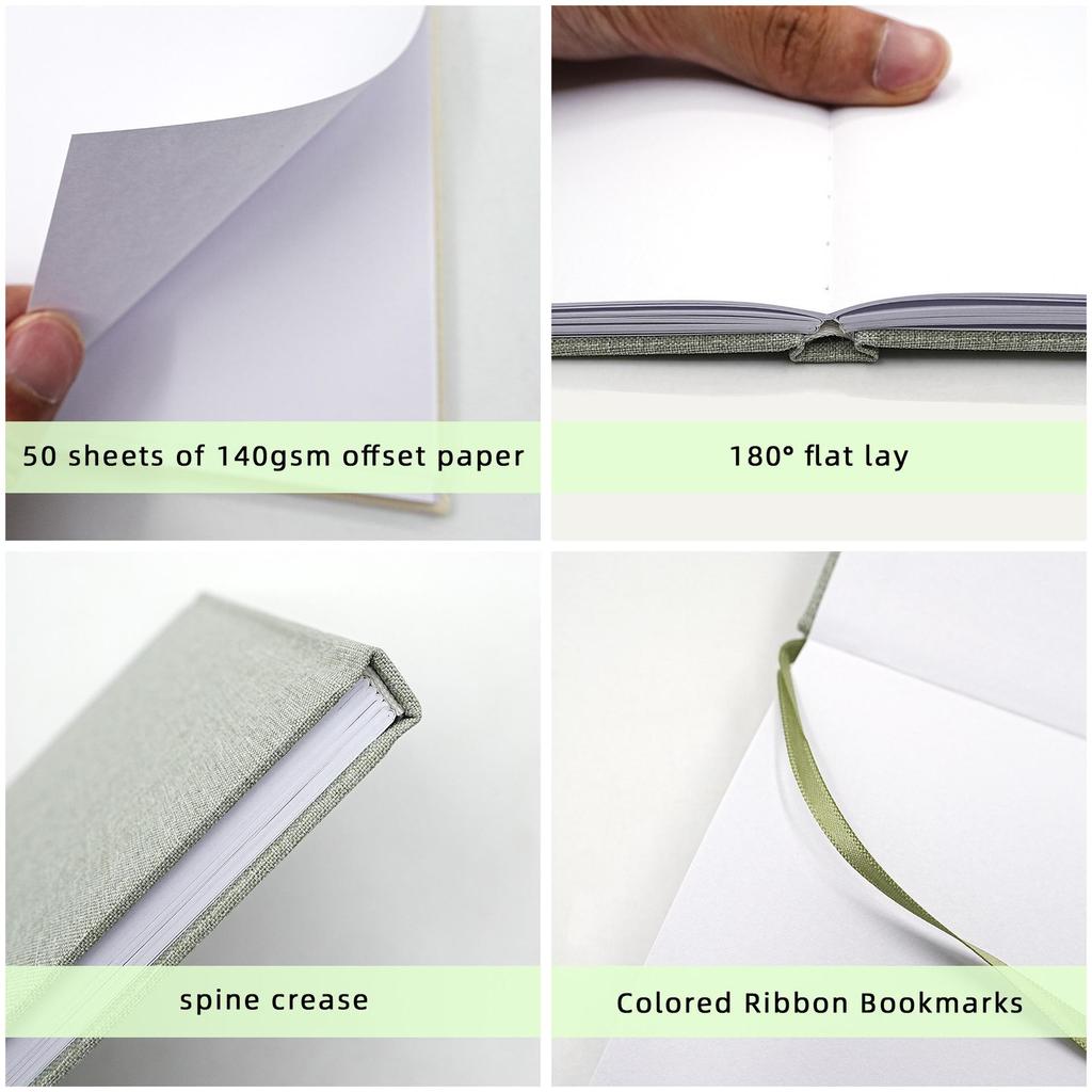 Linen Cross-Stitch Guestbook: Customizable Blank Notebook with Cloth Cover