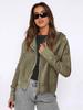Women's Beige Knit Hooded Zip-Up Jacket with Pockets, Casual Loose Fit Pullover Coat