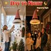 Lighted Santa Hat Hanging Chandelier 3 Styles Warm LED Christmas Light Sequined Cone Hanging Decor with Chime Star Tassel Set Indoor Outdoor Porch