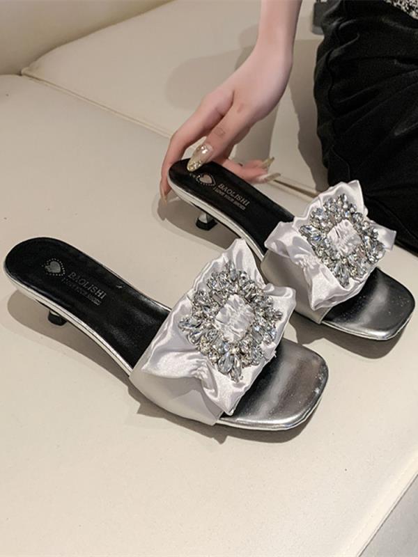 

Модные тапочки Повседневная обувь с квадратным носком Женские 2025 Средние Пантофли Роскошные Летние Новые Шлепанцы Обувь Средние Тапочки Женские Летние Квадратный Носок Пан 35