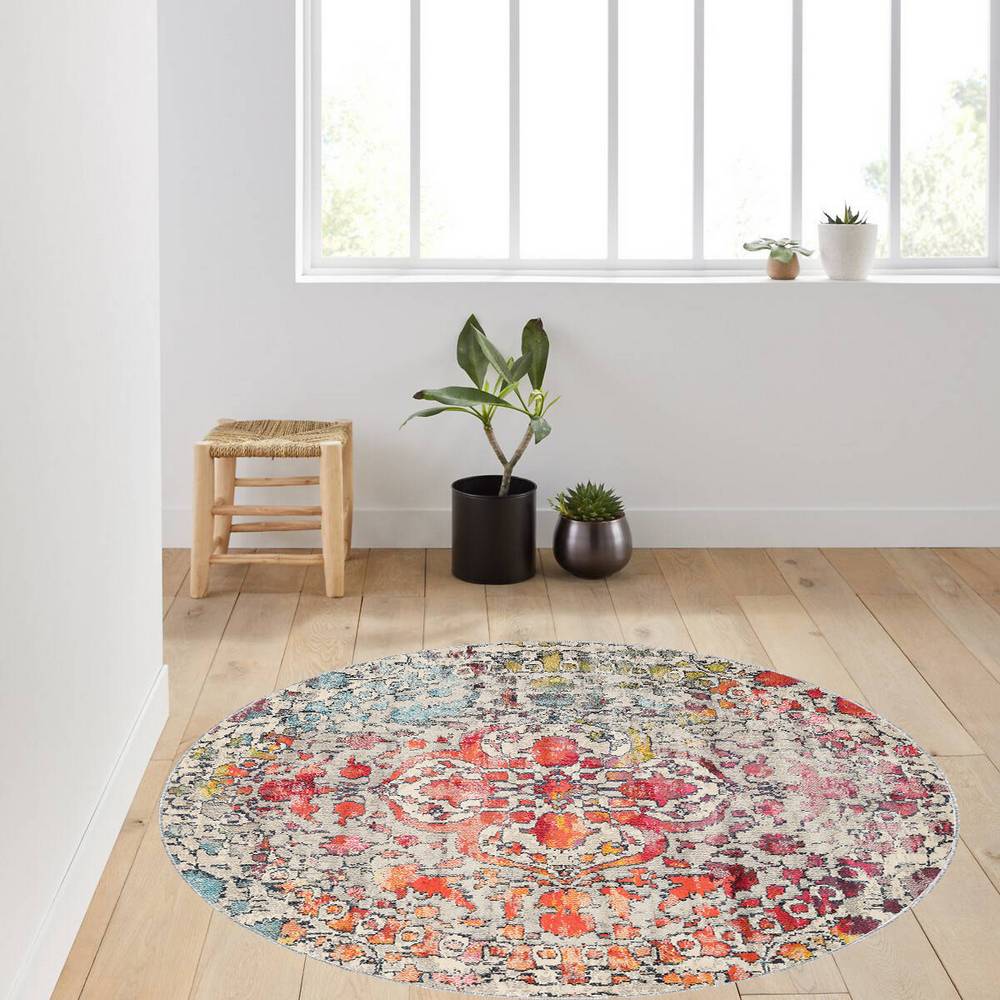

Rovigo Home Моющийся круглый ковер с принтом RHM7018 100x100 розовый