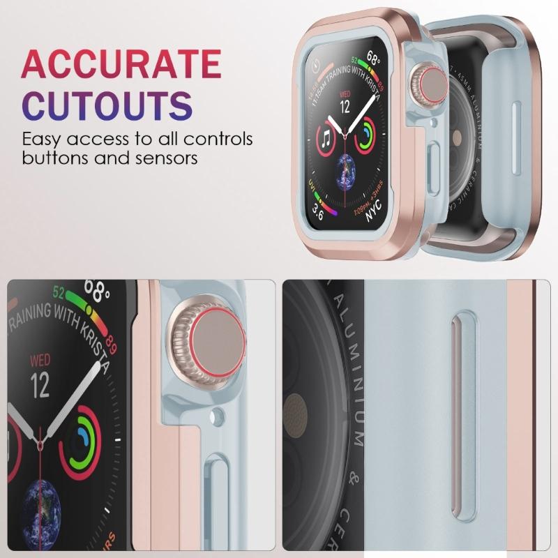 40/41/44/45mm Bumper Case Slim- Protective Cover Lightweight Aluminum & TPU Case Fitting for Watch S8/7/6/5/4/SE2