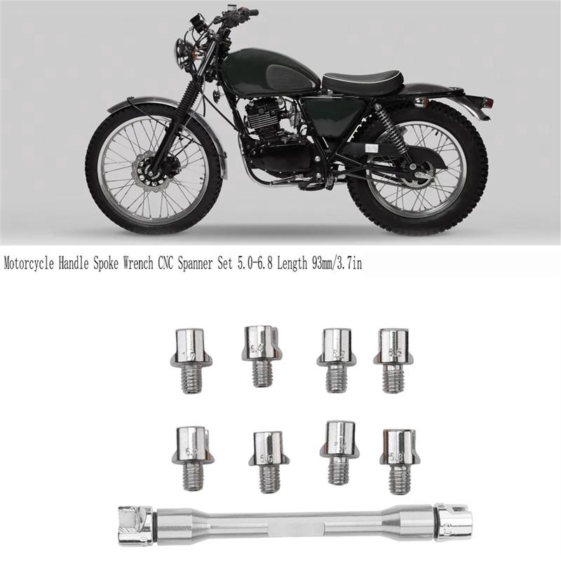 Motorcycle For Most Motorbike Tire Repair Wrench CNC Handle Spoke Wrench Spanner Set 5.0-6.8 Length 93Mm/3.7In