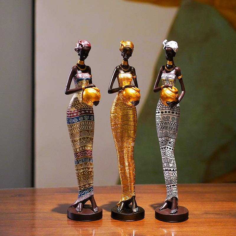 African Black Art Resin Figurine: Creative Home Decor for Living Room, Entrance Hall, or Wine Cabinet TV Stand