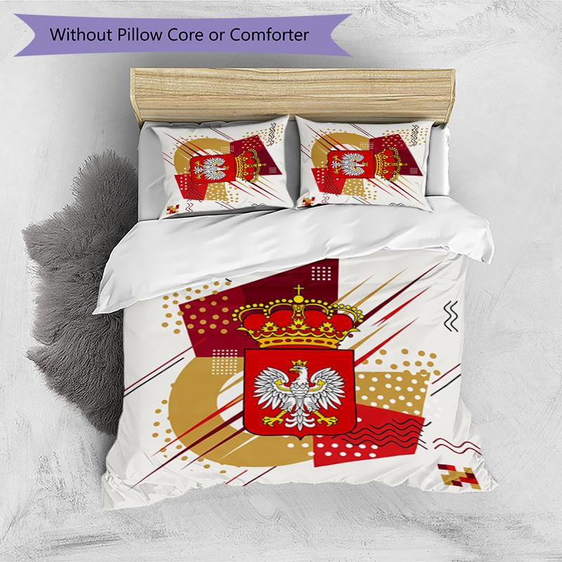 Set Biancheria da Letto Stampata Calcio Polonia 3 Pezzi Set Copriletto Traspirante Accogliente come Regalo per Inaugurazione Casa o Festa