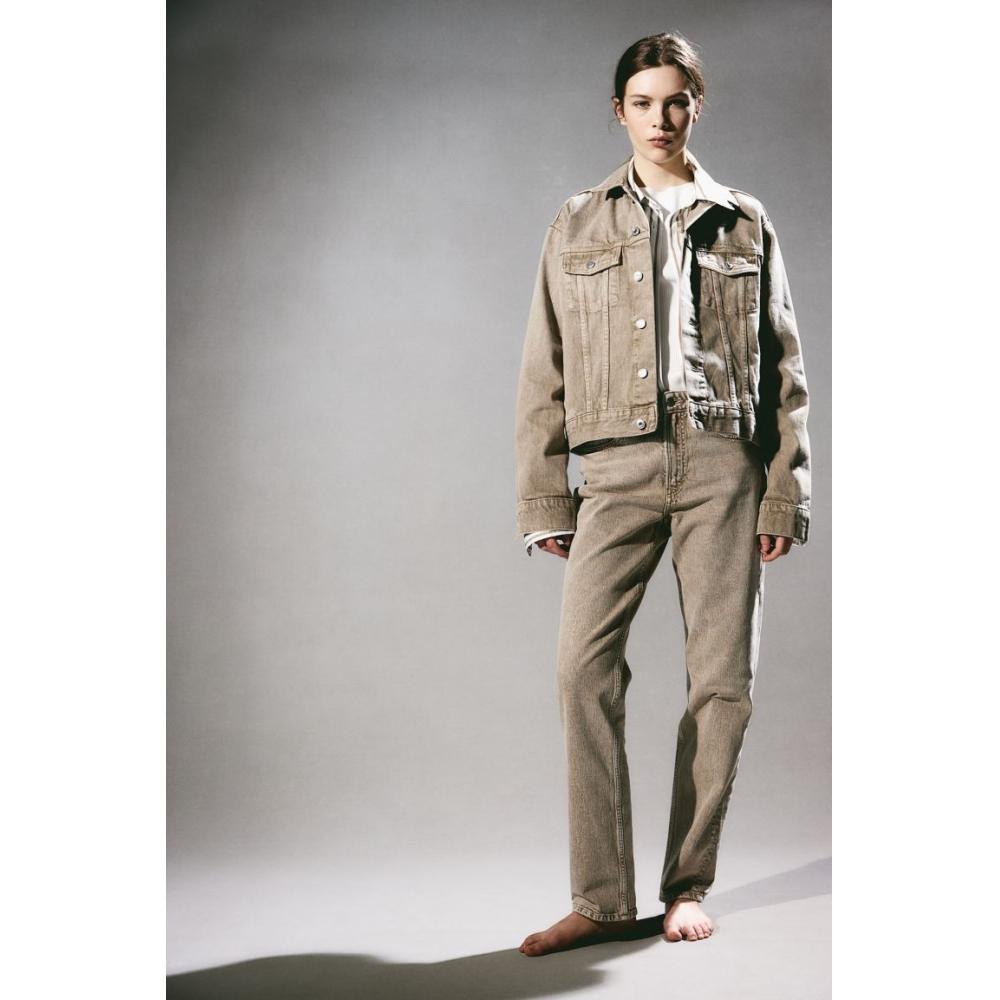 

Прямые джинсы HM Slim Fit с высокой талией, бежевые