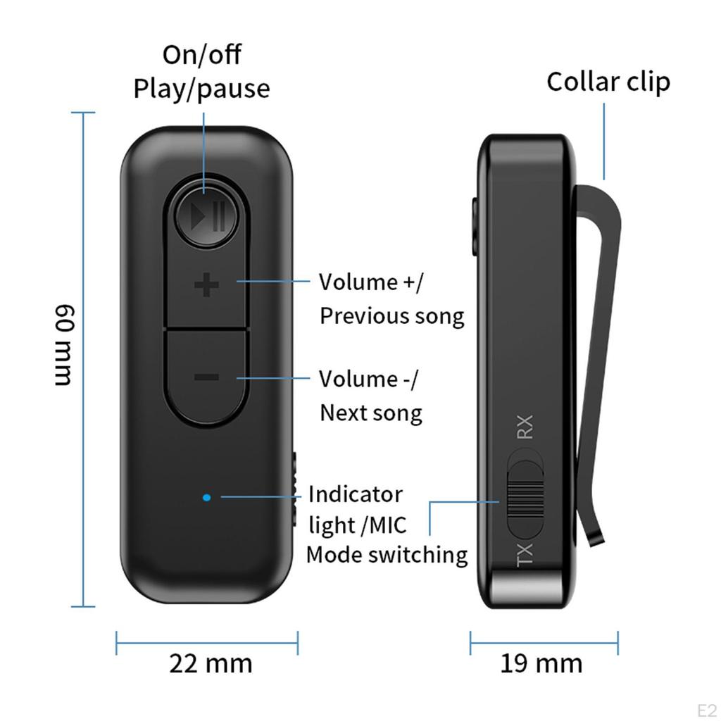 3.5mm Bluetooth AUX Adapter Handsfree Call with Clip Audio Receiver Transmitter for Wired
