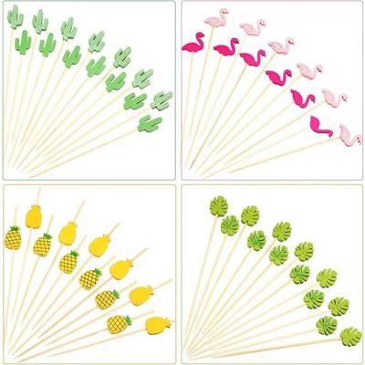 100 Pack Fancy Bamboo Toothpicks Cocktail Picks for Appetizers 12cm Fruit Sticks Pearl For Party Birthday Wedding Supplies