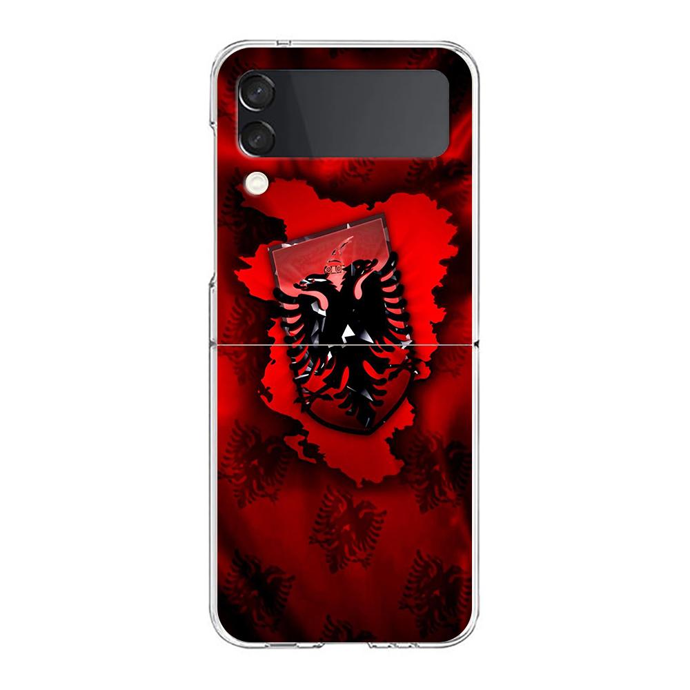 Phone Cover For Samsung Galaxy Z Flip 6 5 4 Case Transparent For Samsung Z Flip 3 Hard PC Foldable Shell Albania Passport Capas