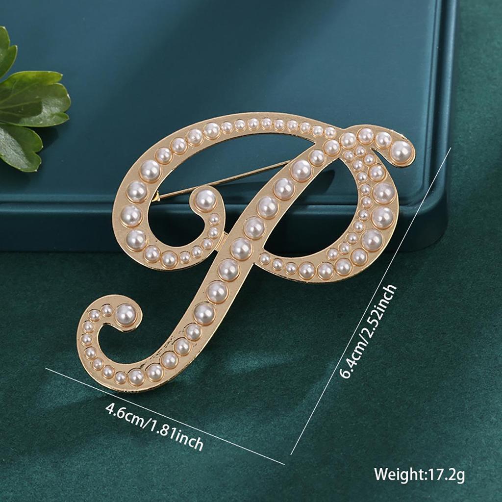 Pearl Alphabet Brooches: Retro Letter Pins for Clothing and Necklines.