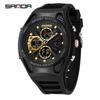 Sanda Sports Waterproof Men's Multifunctional Large Dial Wristwatch with Alarm & Calendar