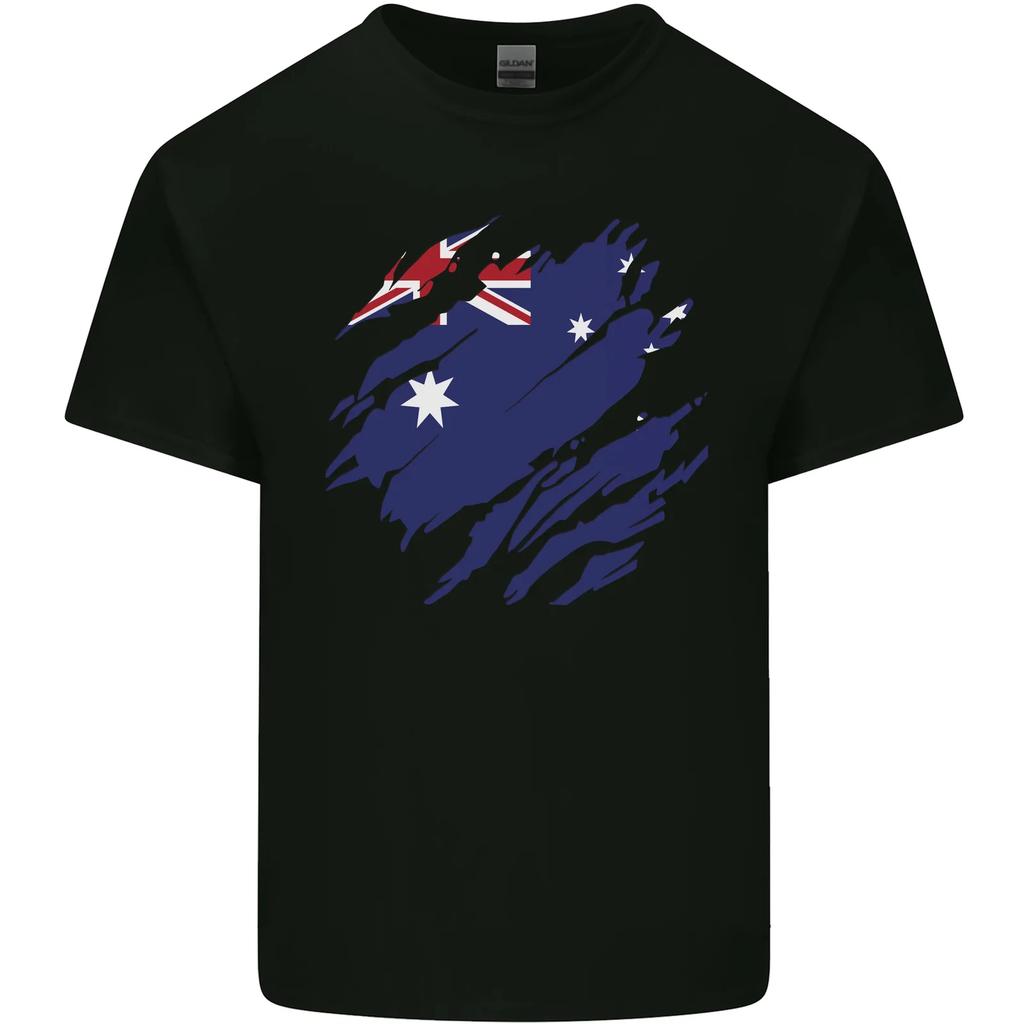 Torn Australia Flag Australian Day Football Kids T-Shirt Childrens