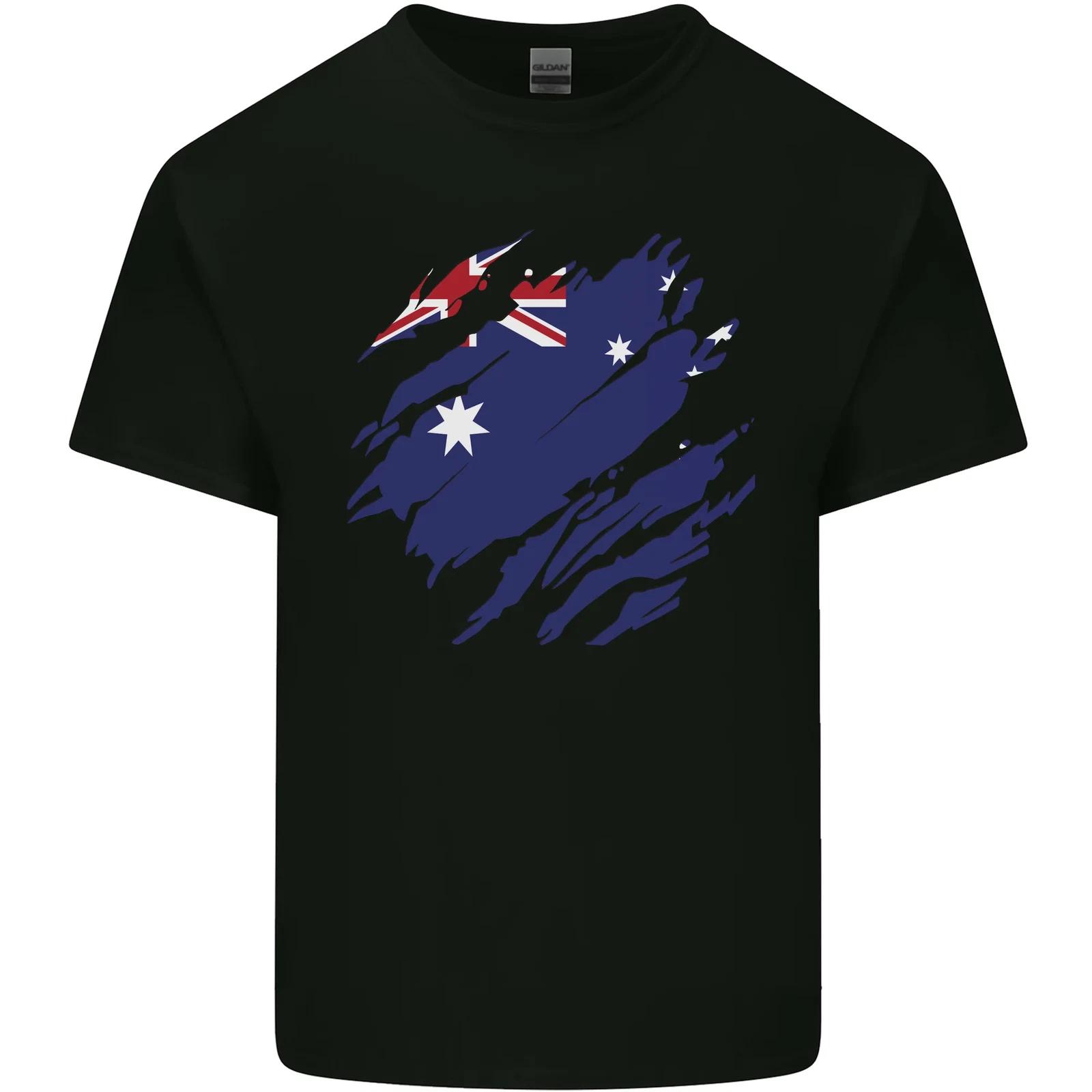 Torn Australia Flag Australian Day Football Kids T-Shirt Childrens 3XL