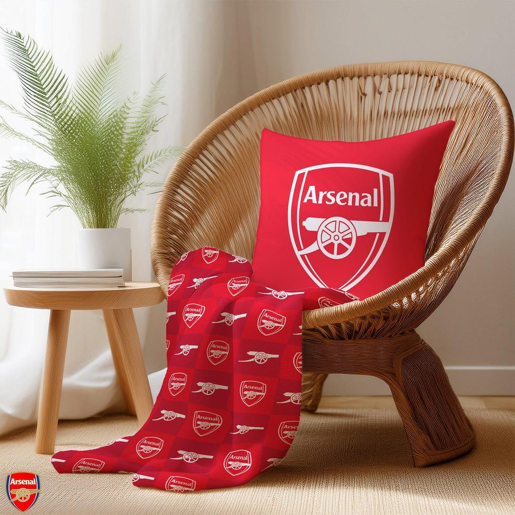 Arsenal FC Polyester Checkered Fleece Blanket