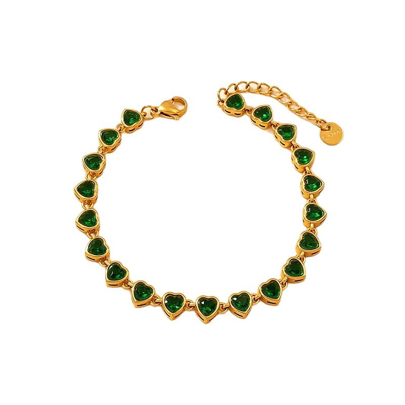 Zircon Love Stainless Steel Simple Popular Bracelet Light Luxury Gold-Plated Jewelry