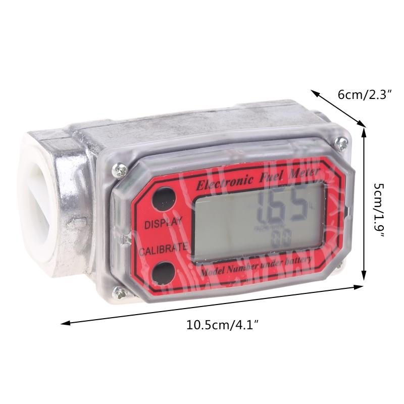 Digital for Turbine Flow Meter LCD Display Gas Oil Fuel Flowmeter Pump Flow Meter Fuel Flow Meter for Measure Gasoline