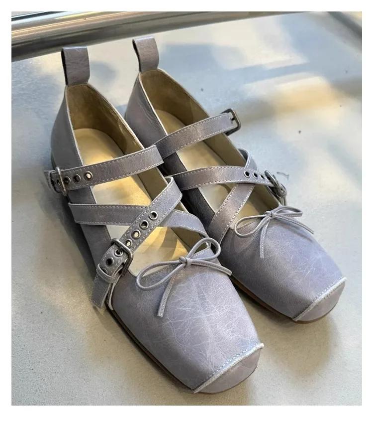 2025Women's Shoes New Spring Square Toe One-line Buckle  Buckle Decoration  Shoes Women Outdoor Daily Commute Zapatos De Mujer