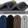 Men's Fleece-Lined Warm Color-Block Long Socks - Thickened Plus Size for Autumn & Winter