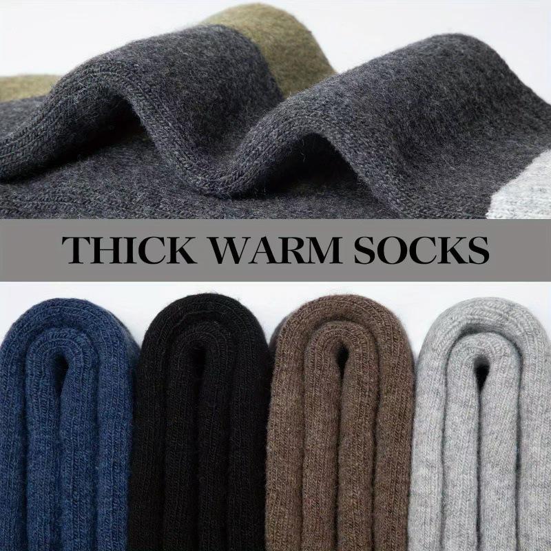 Men's Fleece-Lined Warm Color-Block Long Socks - Thickened Plus Size for Autumn & Winter