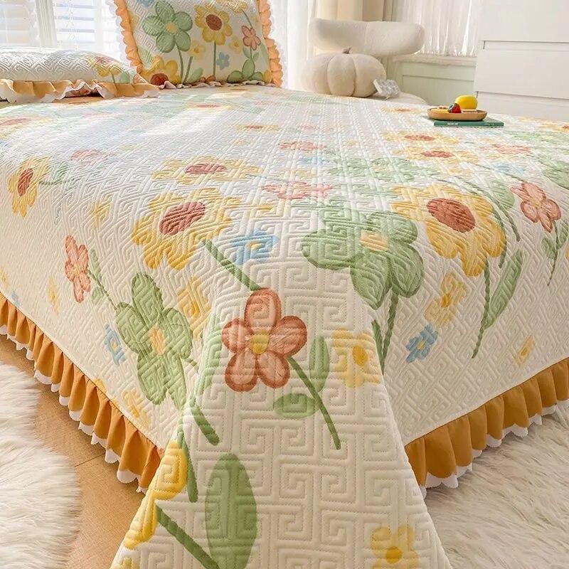 Bomulls Sengedekke Tre Sett Sklisikker Laminert Bomull Fortykket 100% Bomull Laken Helårs Allsidig Sengedekke Teppe