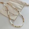 White Shell Earthy Beaded Choker Necklace – Gold Accent Minimalist Boho Necklace for Women, Dainty Everyday Jewelry Gift
