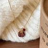 Enamel Red Fruit Gold Color for Women Necklace and Earrings Cute Pomegranate Girl Jewelry Set