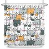 Funny Cat Shower Curtain Cartoon Cute Cats Dog Kids Shower Curtain for Bathroom Waterproof Polyester Home Decor Shower Curtains