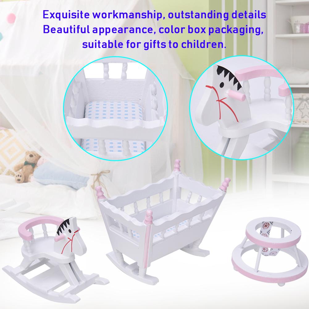 1:12 Doll House Accessories   Furniture     Wooden Horse Stroller Set