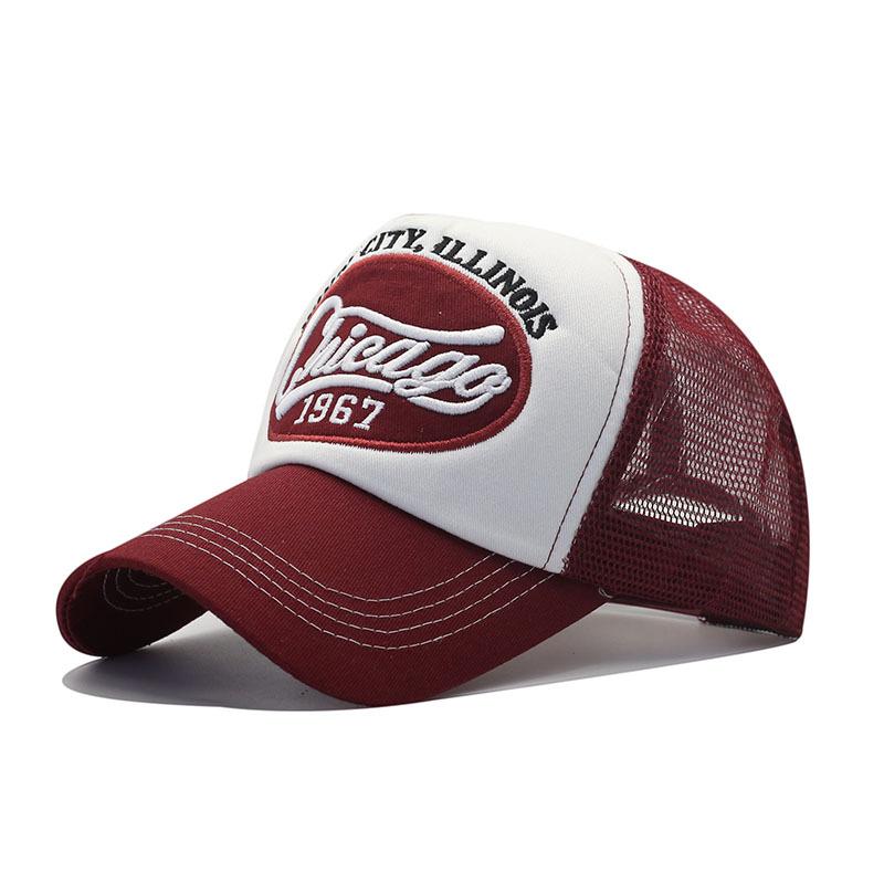 Spring and Summer New American Letter Embroidery Baseball Hat Men's and Women's Sunshade Mesh Color Matching Cap Outdoor Truck Hat
