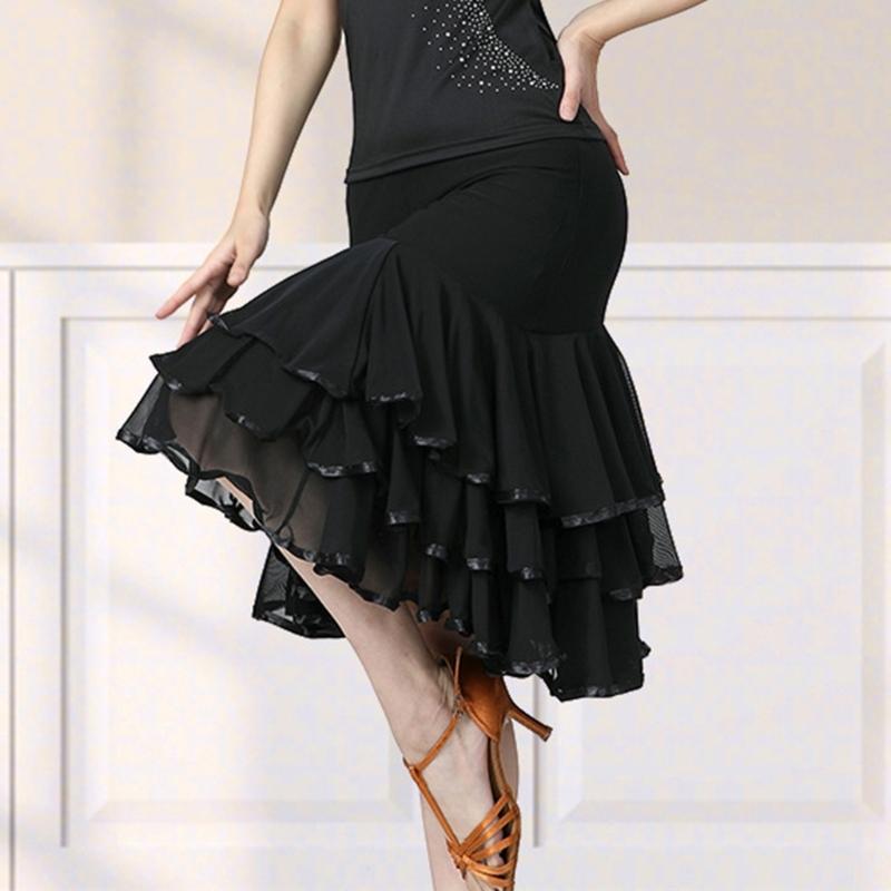 Ballroom Dance Skirts for Women Elegant Ballroom Dancing Waltz Dances Party Long Swing Mesh Skirt Performances Costumes