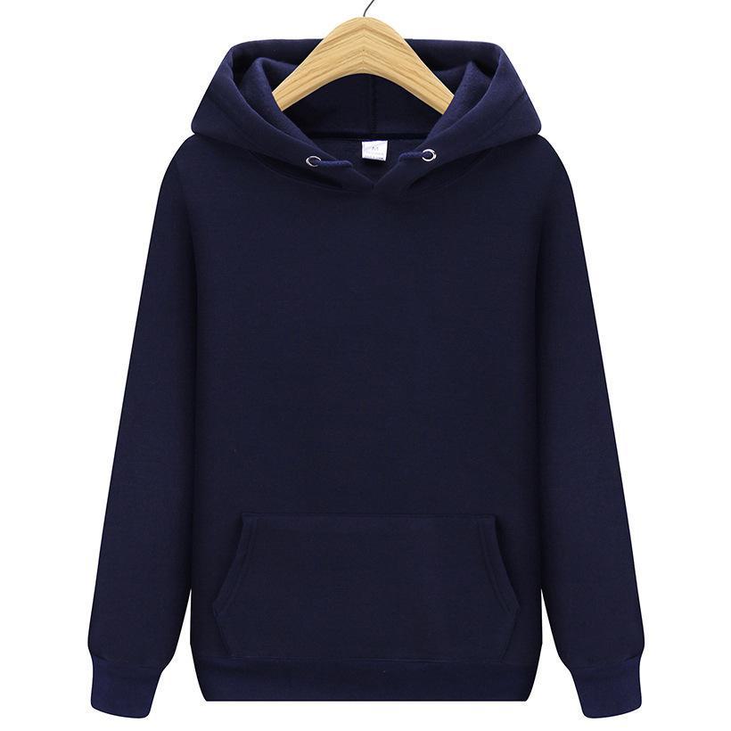 Men Unisex Solid Color Women Hoodie with Front Pocket for Spring and Autumn