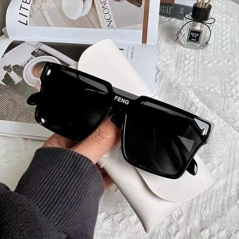 Vintage Square Sunglasses Woman Big Frame Mirror Solid Color Sun Glasses Summer Traveling Shades UV400 Feminino