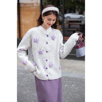 Mocana Embroidered Floral Loose Knit Sweater