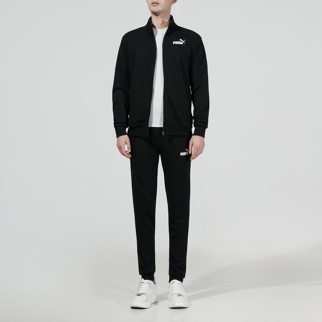Puma Clean French Terry Sweat Suit Knit Casual Jacket And Pants Set Men Sweat Suit Black 534517-01