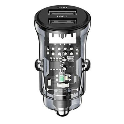 3A Car Charger USAMS Fast Charging 2xUSB-A Black