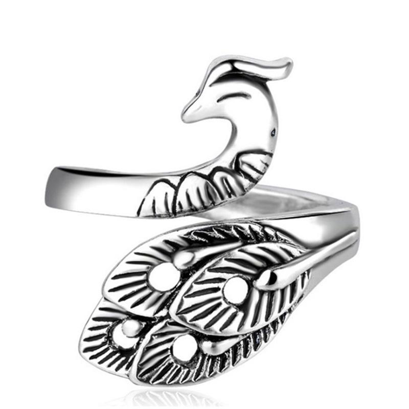 Retro Hollow Peacock Ring For Women Punk Gothic Rock Hiphop Open Ring Handmade Designer Zircon Unisex Accessories Lovers Gift