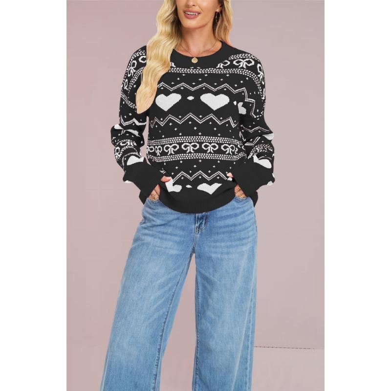Hot Sale Valentine's Day Knitted Sweater Women's Fashion Casual Long Sleeve Love Pullover Sweater