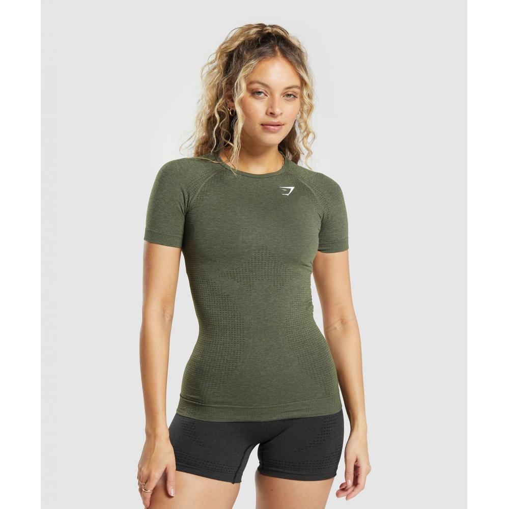 

Бесшовная футболка GYMSHARK Vital Base Green Marl B1A7P ECH3 XL