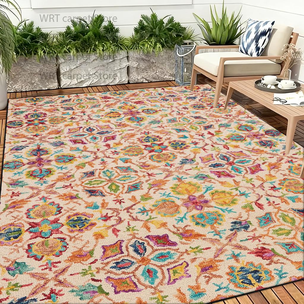 Retro Persian Ethnic Color Outdoor Floral Carpet High-end Luxury Tea Table Rugs Dining Room Anti-slip Large Area Washable Mats