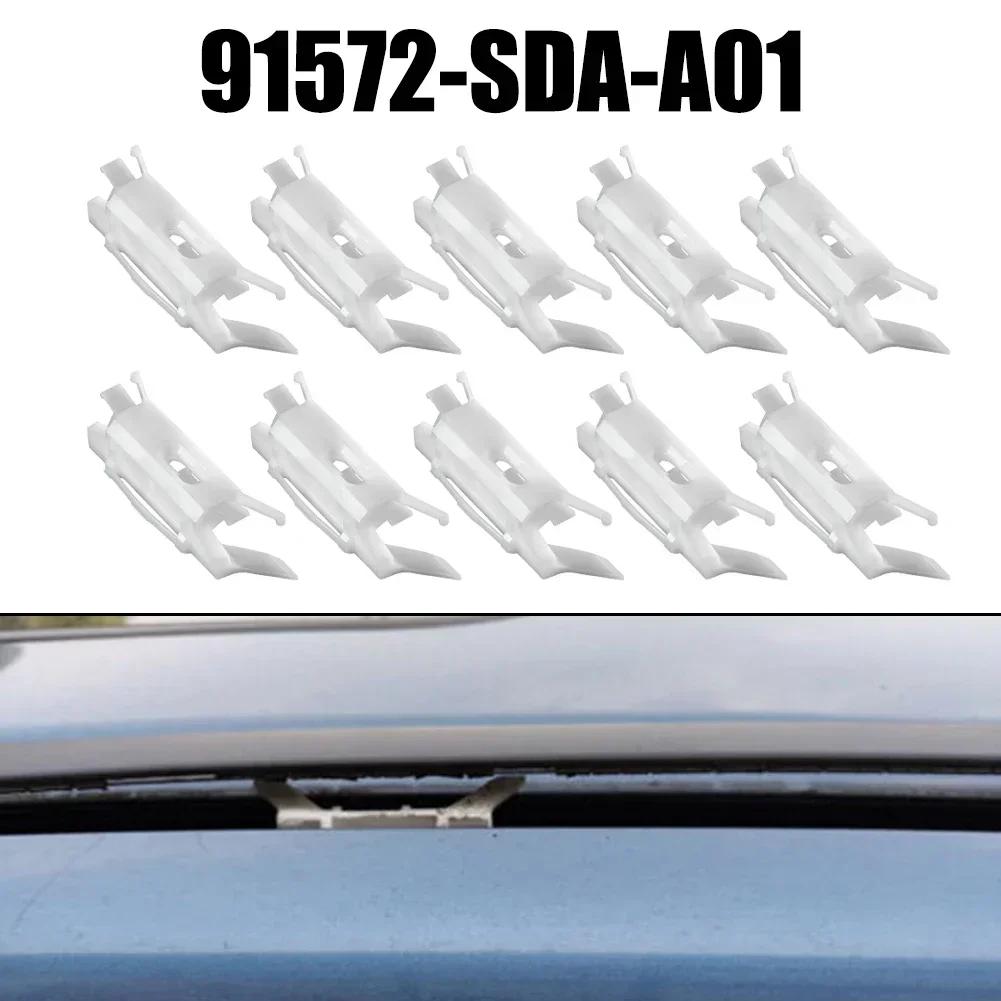 10Pcs Car Roof Weather Strip Moulding Clips For Honda Accord Civic Top Running Water Drip Rail Fastener Clips 91572-SDA-A01