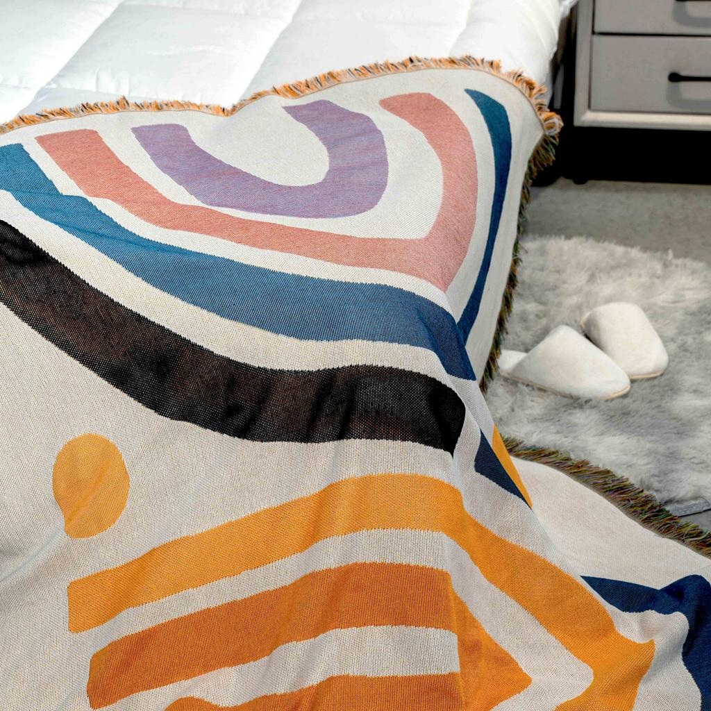 Factory Direct Custom Jacquard Woven Cooling Lightweight Throw Blanket with Tassels for Home Bedding & Travel