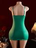 Clothes For Woman Green Sexy Summer Dress Y2k Party Dresses Mini Ultra Short Skirt Suspenders Seamless Deep V Gothic Clothing