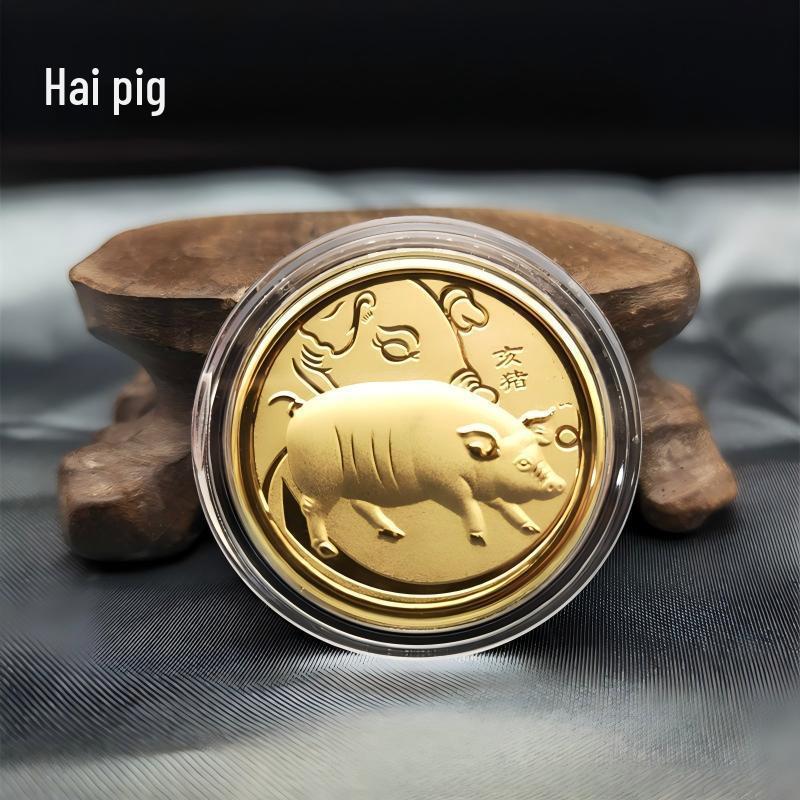 Zwölf Tierkreiszeichen Goldfolie Gedenkmünzen Set - Personalisierbares Logo Souvenir Geschenk