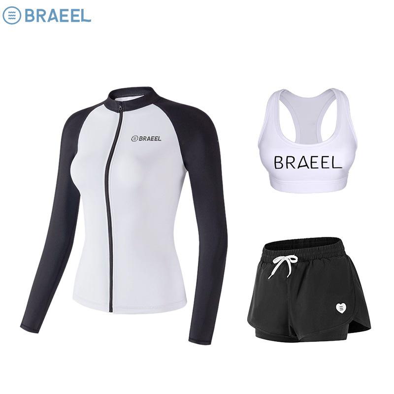 Korean Women's Quick-Dry Long-Sleeve Sun Protection Swimsuit for Surfing and Snorkeling